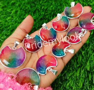 Colgantes de latón Natural a la moda para mujer, abalorios chapados en plata 925, bisel de cuarzo arcoíris, formas mixtas para bodas y niños - Product Image 3