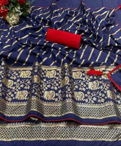 Sarees de Seda y Algodón Artísticos al por Mayor para Mujeres Adultas, Lavables, de Limpieza en Seco, India, Pakistán, Talla Completa, Étnicos para Boda 500 5634 - Product Image 3