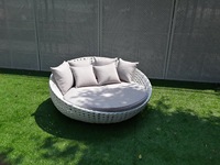 DL Heimmöbel - Aluminiumrahmen Außenmöbel Gewebe-Rattan-Schlafsofa Garten runder Doppelsitz-Außen-Daybed