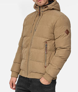 Custom Logo Winter Outdoor Windproof Quilted <b>Coat</b> Hooded Turn-down Collar OEM Wholesale Canvas High Street Puffer Jacket - Product Image 5