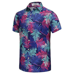 เสื้อยืดฮาวายผู้ชายแฟชั่นใหม่ ผ้าฝ้าย 100% สตรีทแวร์แบบสั่งทำพิเศษ คอตั้ง แขนสั้น ระบายอากาศได้ดี แฟชั่นใหม่ - Product Image 2