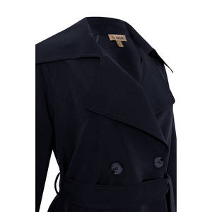 Vintage <b>Navy</b> Raglan <b>Trench</b> <b>Coat</b> for Women-Long Double Breasted Leather with Belt - Product Image 2