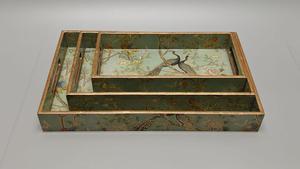 Plateau en bois imprimé Meena artisanal et écologique, art traditionnel indien Meenakari, plateau de service, passe au lave-vaisselle et durable - Product Image 6