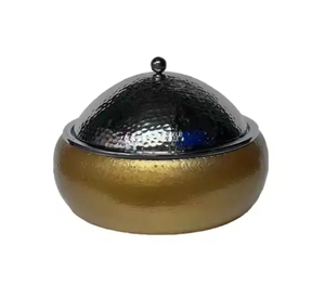 1 pièce Ensemble Plat de service d'hottpot en forme de dôme, en métal noir/laiton, de luxe arabe, découpé au laser - Product Image 2