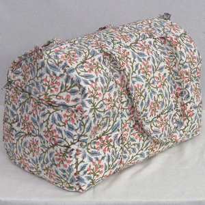 Large Stylish Eco-Friendly <b>Weekender</b> Duffle Bag Soft Cotton Hand Block Print Fabric Fashionable Striped Cosmetic Bags <b>Cases</b> - Product Image 4