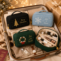 Sac de Voyage Cosmétique Brodé de Noël en Gros Grande Capacité Organisateur de Maquillage Portable pour Femmes Trousse de Toilette OEM ODM