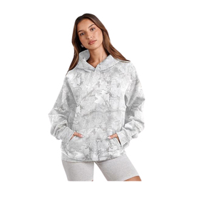 Sweat à capuche en molleton 100% coton délavé blanc de qualité supérieure Unisexe décontracté confortable à porter au quotidien - Product Image 2