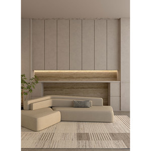 Alfombras de Lana Rayadas Color Marfil, Tejidas a Mano, Diseño Clásico Rectangular para Pasillo, Grosor de Felpa de 10 mm, para Entrada de Casa, Sala de Estar - Product Image 5