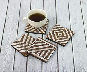 Unique Anti Skid Wood & Resin Tea Cup Coasters Mats Attractive Wood and <b>Epoxy</b> Resin Tea Serving Coasters Placemats Best Price - Product Image 2