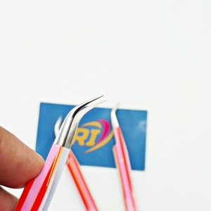 Pinzas de Precisión para Extensión de Pestañas de Acero Inoxidable, Antimagnéticas, Antiestáticas, Punta Curva para Pestañas Clásicas y de Volumen, Personalizables - Product Image 6