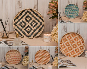 Conjunto de promoción de cinco bandejas de ratán con colores encantadores, gráficos diversos, amigables con las personas y el medio ambiente - Product Image 2