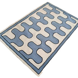 Nouveau design haut de gamme fait à la main en laine tuftée brodée tapis tufté blanc et noir pour le travail à domicile salon chambre prière - Product Image 1
