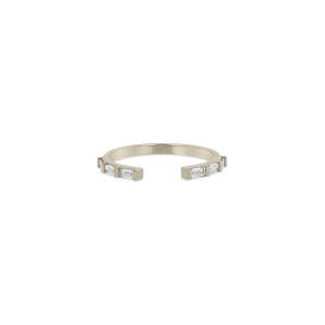 Bague en or massif 14 carats avec 6 diamants de laboratoire taille baguette, sertis clos, bijoux de mariage et d'anniversaire, vente en gros - Product Image 2