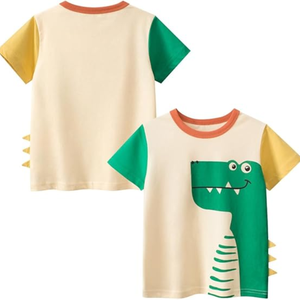 T-shirt en coton tricoté élégant et confortable pour tout-petit garçon appliques personnalisées boutique vêtements été enfants garçon vêtements chemises - Product Image 1
