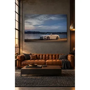 Impression sur toile Fida Cream Mercedes Convertible by the Lake at Dusk - Product Image 3