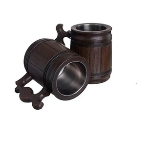 High Quality Wood <b>Beer</b> Mug Viking Wooden Retro Knight Goblet Tankard Wine for Kitchenware and Restaurants Use - Product Image 2
