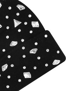 All Colors Are Available of Rhinestones Work on <b>Overall</b> Beanies Manufacturer Custom Rhinestones <b>Winter</b> Knitted Hats Beanie - Product Image 2
