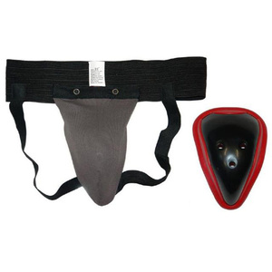 Men's <b>Athletic</b> <b>Supporter</b> With Padded Groin Guard Black And Red Wrestling Protection For Sports - Product Image 1