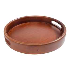 Plateau rond en bois de grande taille de haute qualité avec poignée, motif floral, décoration artistique, design pour servir de la nourriture lors de mariages, Diwali ou fêtes - Product Image 1
