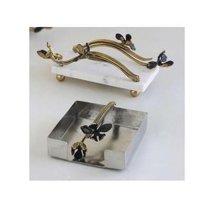 Porte-mouchoirs en marbre et aluminium en acier inoxydable Design différent Ensemble de deux supports de rangement pour serviettes - Product Image 2