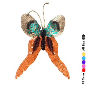 Patch de veste à perles papillon en gros, taille personnalisée, badge en tissu brodé, perles faites à la main pour robe et vêtements - Product Image 3