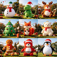 Personaje Navideño Inflable de Peluche Personalizado: Papá Noel, Hombre de Jengibre, Reno, Pingüino, Oso, Muñeco de Nieve, Elfo, Cascanueces, Decoración Esponjosa
