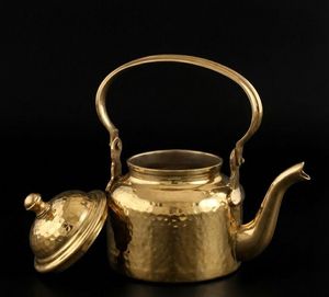 Bouilloire à thé en laiton de style traditionnel, capacité 1,5 L, couvercle écologique résistant à la chaleur pour une expérience de brassage authentique, doré intense - Product Image 5