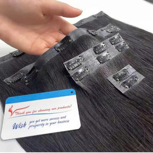 Clip droit et ondulé de haute qualité en couleur noire Salon Extensions de cheveux vietnamiens Cheveux humains Style soyeux prêt à expédier - Product Image 3