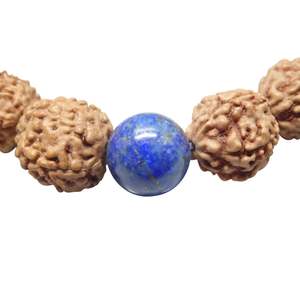 Pulsera de Sodalita Natural con 5 Mukhi Rudraksha para Hombre y Mujer - Pulsera de Cristal Unisex Marrón de ARIHANT GEMS & JEWELS - Product Image 2