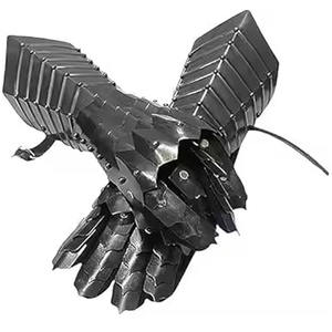 Guantes de armadura personalizados de acero chapado en plata negra antigua, guantes cruzados de caballero Medieval pulido para hombres, regalo de Metal Premium - Product Image 2