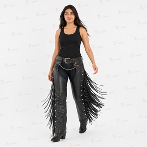 Cuissardes en cuir robustes pour femmes, pour motardes, équitation, style western, cowboy, ranch, en cuir de vachette véritable, sportives et professionnelles - Product Image 2