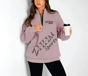 Sudadera con capucha de manga larga para mujer de alta calidad, tela de punto antiarrugas, sudadera con media cremallera de invierno, estampado frontal informal de otoño - Product Image 4