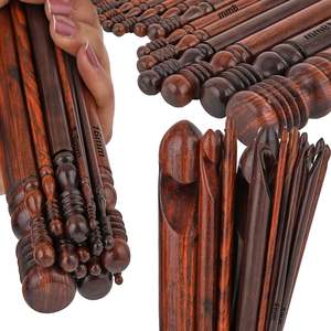 Ensemble de crochets en palissandre faits à la main aiguille à tricoter en bois sculpté pour le crochet 3.5mm à 25mm tricot d'hiver - Product Image 5