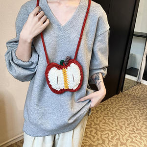 Nouveau Sac à bandoulière en crochet motif pomme de Noël, tendance et mignon, pour femme, en coton doux, petit porte-monnaie pour le quotidien et les voyages - Product Image 5