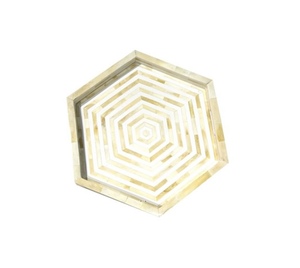 Bandeja de mimbre de resina MOP de último diseño, bandeja de servicio con incrustaciones de adición única para el hogar, tamaño rectangular personalizable para servir personalizado - Product Image 2