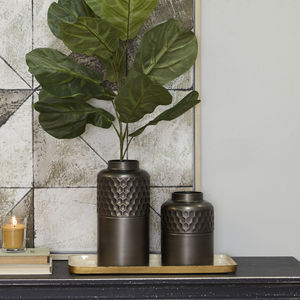 Vase en aluminium noir fini, décoration d'intérieur, vase en métal pour la table, décoration extérieure, ensemble de 2 pour les fournitures de Noël - Product Image 4