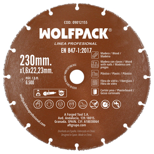 Disco da Taglio per Legno/Plastica da 230 mm Filo di Carburo di Tungsteno - Product Image 1