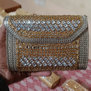 Bolso de mano elegante con mosaico Kundan para fiesta nupcial india, con correa de cadena, bolso de diseñador para bodas y fiestas nupciales - Product Image 4