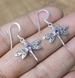 Tendance Design Boucles D'oreilles Boucles D'oreilles pour Femmes Filles Améthyste Gemstone 925 Solide Boucles D'oreilles En Argent Sterling Bijoux En Argent - Product Image 5