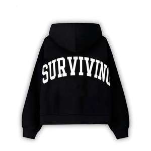 Sweat à capuche surdimensionné noir éco-responsable personnalisé pour femmes |   500GSM |   Impression Puff de Haute Qualité |   Décontracté doublé |   Automne Hiver - Product Image 2