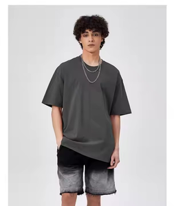 Camisetas de gran tamaño de algodón 100% de alta calidad para hombres, corte perfecto, transpirable, en relieve, diseño de logotipo personalizado, sólido, OEM, transpirable - Product Image 5