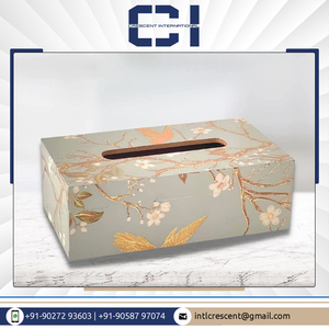 Soporte de papel tisú MDF de diseño moderno Caja de pañuelos esmaltada más vendida para uso doméstico y comercial - Product Image 3