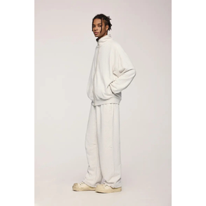 Ensemble de jogging sportif unisexe en molleton 100 % coton, coupe régulière, longueur genou, 2 pièces, hiver, écoresponsable - Product Image 1