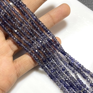 Perles en forme de rondelle à facettes en iolite naturelle en gros 3.5-4MM perles de pierres précieuses bleues pour la fabrication de bijoux - Product Image 2