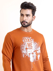 Sudadera de manga larga de punto de bucle estampado de alta calidad para hombres Ropa diaria duradera cómoda para el color óxido para todos para el invierno - Product Image 5