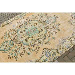 พรมวินเทจขนาด 5.3x9.7 ฟุต, พรมตุรกีขนาดใหญ่, พรมขนสัตว์สีน้ำเงินสไตล์โมร็อกโก - Product Image 5