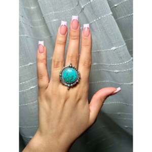 Daniel Benally Kingman Turquoise & Sterling <b>Silver</b> <b>Statement</b> <b>Ring</b> Size 9.75 Fine Jewelry with Rhodium Plating Everyday Wear - Product Image 5