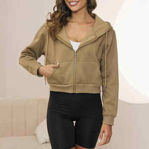 2024 sudadera de manga larga de Color sólido para mujer con cordón y cremallera, Conjunto de sudadera informal para mujer, Sudadera con capucha para correr (verificada por PayPal) - Product Image 2