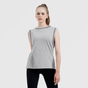 Meilleure qualité pas cher prix femmes col rond débardeurs nouveau style rayé conception femme couleur unie chemises - Product Image 5