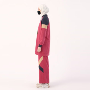 Ensemble de survêtement sportif imprimé grande taille couleur unie pour femmes musulmanes, vêtements islamiques 100 % coton à séchage rapide - Product Image 2